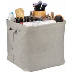 Relaxdays - Borsa Portaoggetti in Stoffa, Contenitore Salvaspazio con Manici hlp 33x33x33 cm, Camera e Salotto, Grigio