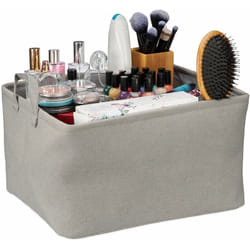 Relaxdays - Cestino Portaoggetti Pieghevole, Box per Bagno, Camera e Cucina, hlp 30 x 48 x 38 cm, con Manici, Grigio