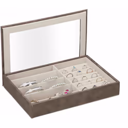 Con questo organizer per gioielli potrai tenere ordinati i tuoi bijoux preferiti. Nel pratico scompartimento a destra puoi ri ...