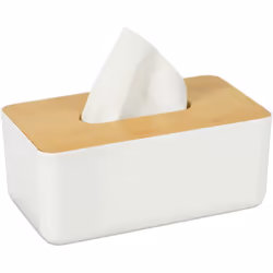Relaxdays Contenitore per Fazzoletti, Porta Salviette Trucco per Il Bagno, Coperchio in Legno, HLP: 10x23x13 cm, Bianco, 80%  ...