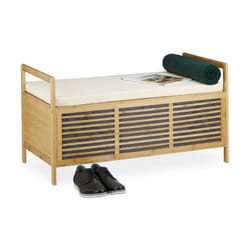 Relaxdays - Sgabello con Vano Portaoggetti, Bambù, con Imbottitura, Portaoggetti, hlp 50 x 93 x 48 cm, Legno Naturale