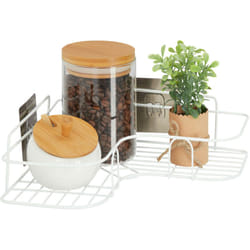 Relaxdays - Scaffale ad Angolo per la Cucina, Mensola Angolare da Incollare Portaspezie da Parete 5,5 x 26 x 26 cm, Bianco