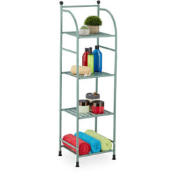 Scaffale in Metallo, HxLxP: 115 x 33 x 28 cm, Mobiletto Cucina e Bagno, 4 Ripiani, Mensole Multiuso, Verde - Relaxdays