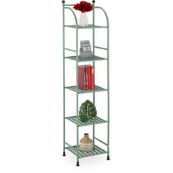 Scaffale in Metallo, HxLxP: 145 x 33 x 28 cm, Mobiletto Cucina e Bagno, 5 Ripiani, Mensole Multiuso, Verde - Relaxdays