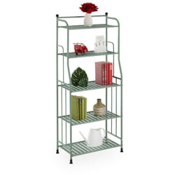 Scaffale in Metallo, HxLxP: 133 x 56 x 28 cm, Mobiletto Cucina e Bagno, 5 Ripiani, Mensole Multiuso, Verde - Relaxdays