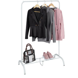 Relaxdays - Stand Appendiabiti con Ripiano Porta Scarpe, Asta Attaccapanni da Camera e Ingresso, hlp: 139x90x44 cm, Bianco
