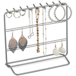 Relaxdays - Portagioie, per Collane, Orecchini, Bracciali e Anelli, Stand Organizer Gioielli, hlp: 18x20x9 cm, Argentato