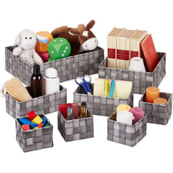 Relaxdays - Cestini Bagno Portaoggetti, Set 8 Contenitori Salvaspazio & Universali, 4 Grandezze, Box in Plastica, Grigio