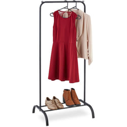 Relaxdays - Stand Appendiabiti con Ripiano Porta Scarpe, Asta Attaccapanni da Camera e Ingresso, hlp: 144x60x44 cm, Nero