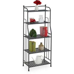 Scaffale in Metallo, HxLxP: 133 x 56 x 28 cm, Mobiletto Cucina e Bagno, 5 Ripiani, Mensole Multiuso, Nero - Relaxdays