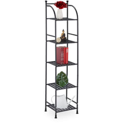 Scaffale in Metallo, HxLxP: 145 x 33 x 28 cm, Mobiletto Cucina e Bagno, 5 Ripiani, Mensole Multiuso, Nero - Relaxdays