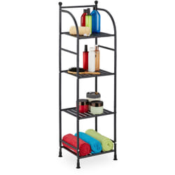 Scaffale in Metallo, HxLxP: 115 x 33 x 28 cm, Mobiletto Cucina e Bagno, 4 Ripiani, Mensole Multiuso, Nero - Relaxdays