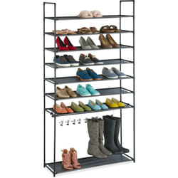Scarpiera a 8 Ripiani, Scaffale HxLxP: 187 x 99 x 30 cm, con 7 Ganci Portastivali, Portascarpe Salvaspazio - Relaxdays
