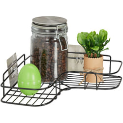 Relaxdays - Scaffale ad Angolo per la Cucina, Mensola Angolare da Incollare, Portaspezie da Parete, 5,5 x 26 x 26 cm, Nero