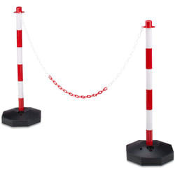 Relaxdays - Set da 2 Paletti di Delimitazione, Barriere Eventi e Feste, Dissuasore Parcheggio, 82x56x28 cm, Rosso Bianco