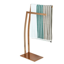Relaxdays - Porta Asciugamani wimedo, 80x32x20 cm ca., 2 Aste, Base Rettangolare, Decorazione, Acciaio Inox, Rame