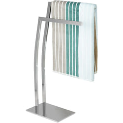 Porta Asciugamani wimedo, 80x32x20 cm ca., 2 Aste, Base Rettangolare, Decorazione, Acciaio Inox, Argento - Relaxdays