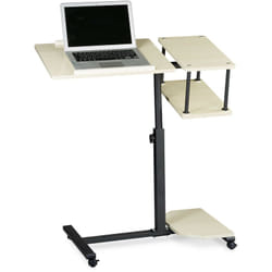Relaxdays - Tavolino per Pc, Supporto Computer Portatile, Mobile Grande, hlp 100x77x40 cm, 4 Ruote con Freno, Crema