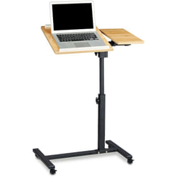 Relaxdays - Tavolino da Laptop, Rotelle con Freni, Altezza Regolabile, hlp 95x60x40 cm, 2 Aste Antiscivolo, Giallo