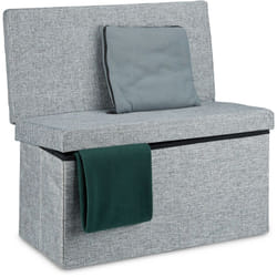 Panca Pieghevole con Schienale, Sgabello, con Coperchio e Contenitore, in Lino, HxLxP: 73x76x38cm Grigio - Relaxdays