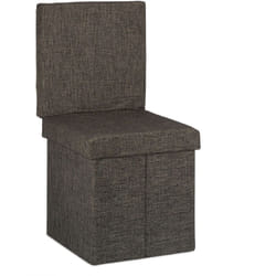 Relaxdays Sgabello Pieghevole con Schienale, Coperchio, Contenitore, Poggiapiedi, in Lino, HLP: 73x38x38 cm ca., Marrone