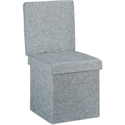 Sgabello Pieghevole con Schienale, Coperchio, Contenitore, Poggiapiedi, in Lino, HxLxP: 73x38x38 cm ca. Grigio - Relaxdays