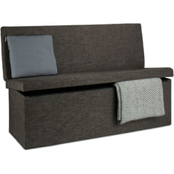 Panca Pieghevole con Schienale, Coperchio, Contenitore, Imbottita, Lino, HxLxP: 73 x 114 x 38 cm, Marrone - Relaxdays