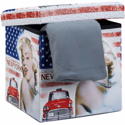 Il pouf con contenitore, offre tanto spazio nonostante le misure compatte. Con una capacità di 40 L, questo sgabello a forma  ...