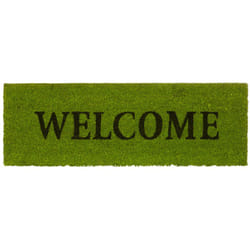 Relaxdays - Zerbino Ingresso Casa, in Cocco, welcome, Base in pvc, hlp: 1,5 x 75 x 25 cm, Stretto, Benvenuto, Verde