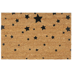 Relaxdays - Zerbino in Fibra di Cocco, Fantasia a Stelle, 40 x 60 cm, Tappeto Asciugapassi, Base in pvc Antiscivolo, Nero