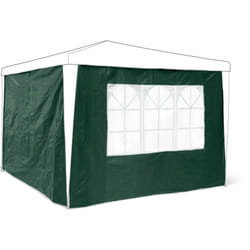 Set 2 Pareti Laterali per Gazebo, 3 x 3 m, Telo in pe, Finestre, Rivestimento per Festival, Tendone, Verde - Relaxdays