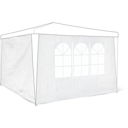 Set 2 Pareti Laterali per Gazebo, 3 x 3 m, Telo in pe, Finestre, Rivestimento per Festival, Tendone, Bianco - Relaxdays