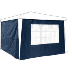 Set 2 Pareti Laterali per Gazebo, 3 x 3 m, Telo in pe, Finestre, Rivestimento per Festival, Tendone, Blu - Relaxdays