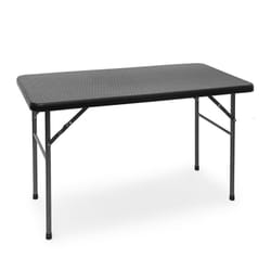 Tavolo da Campeggio Pieghevole bastian, Rettangolare 74x121,5x61,5 , Tavolino da Outdoor, Aspetto Rattan, Nero - Relaxdays