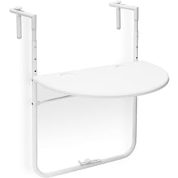 Tavolino Pieghevole per Balcone, Salvaspazio, Tavolo da Appendere Ringhiera, PxL 60x40 cm, Simil Rattan,Bianco - Relaxdays