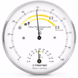 Facile da leggere e da interpretare, l'igrometro BZ15M mostra il clima ottimale per gli interni a seconda della temperatura e ...
