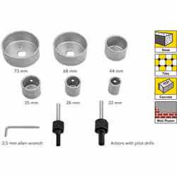 Set di seghe a tazza per incavi circolari con il trapano Il set di seghe a tazza in metallo duro di alta qualità consente a f ...
