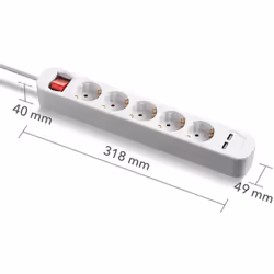 Tutto in un dispositivo: ciabatta a 5 prese e due porte USB Con la pratica ciabatta PVH5, non sarete mai più alla dispertata ...