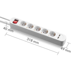 Ciabatta elettrica PVH5 con 2 prese usb - Trotec