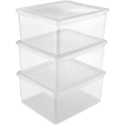 Contenitore con Sistema di Ventilazione, Confezione da 3 Pezzi, Altezza: 18 cm, 3 x 18 l, 39 x 33,5 x 18 cm, Bea, Trasparente