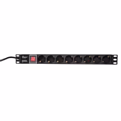 LogiLink PDU8C01, Basic, 1U, Alluminio, Nero, 8 presa(e) AC, Tipo F