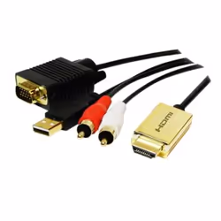 LogiLink CV0052A, 2 m, HDMI, VGA (D-Sub) + RCA, Maschio, Maschio, Oro