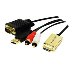 LogiLink CV0052A cavo e adattatore video 2 m HDMI VGA (D-Sub) + RCA Nero