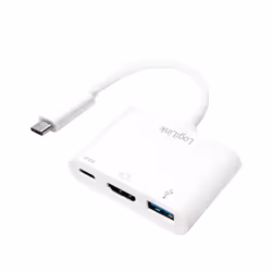 LogiLink 0.14m, 2xUSB-C/HDMI+USB A, Bianco, 1920 x 1080 Pixel, 0 - 45 °C, -10 - 70 °C, 59,1 mm, 40,2 mm