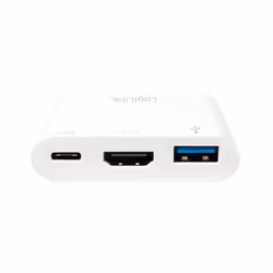 LogiLink 0.14m, 2xUSB-C/HDMI+USB A Bianco