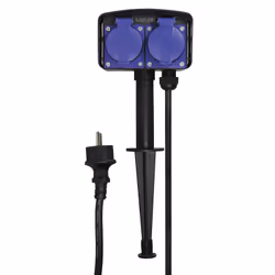 LogiLink LPS214, 2 m, Esterno, IP44, Nero, Blu, RoHS, 2 presa(e) AC