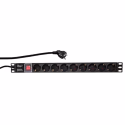 LogiLink PDU9C02, Verticale, Alluminio, Nero, 9 presa(e) AC, 2 m, 250 V