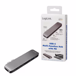 LogiLink UA0302 replicatore di porte e docking station per laptop USB 3.2 Gen 1 (3.1 Gen 1) Type-C Alluminio, Nero