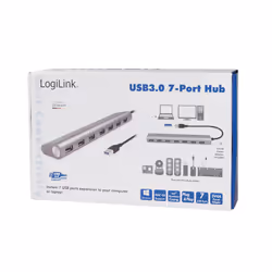 LogiLink UA0308 hub di interfaccia USB 3.2 Gen 1 (3.1 Gen 1) Type-A 5000 Mbit/s Grigio