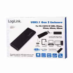 LogiLink UA0314 contenitore di unità di archiviazione Box esterno SSD Nero M.2